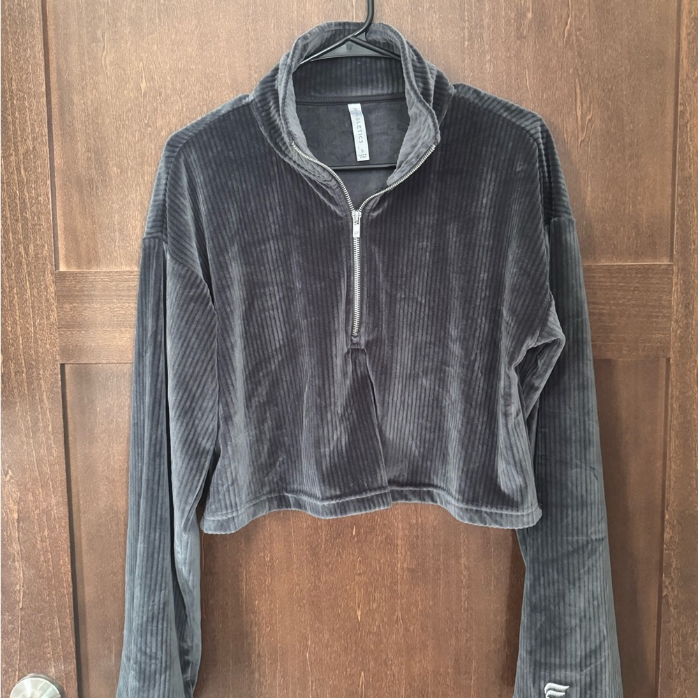 Fabletics Charcoal Corduroy Half-Zip Sweatshirt